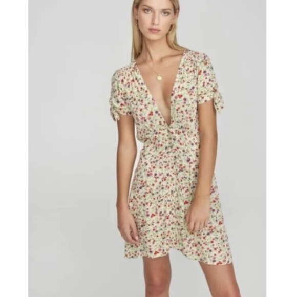 FAITHFUL THE BRAND MARIANNE MINI DRESS BASTILLE PRINT BY ANTHROPOLOGIE SIZE 10 - Picture 2 of 14